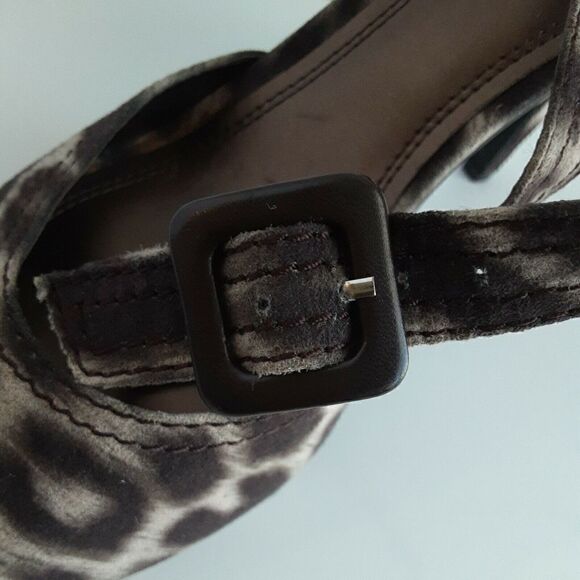 IMPO Brown/Beige "Terrie" Animal Print 4" Peep-Toe Heel Size 9M - Picture 5 of 9